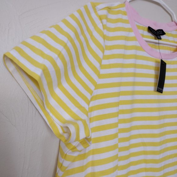 NWT Eloquii Yellow Striped Shirt with Pink Detail Plus 22/24 - Picture 3 of 4